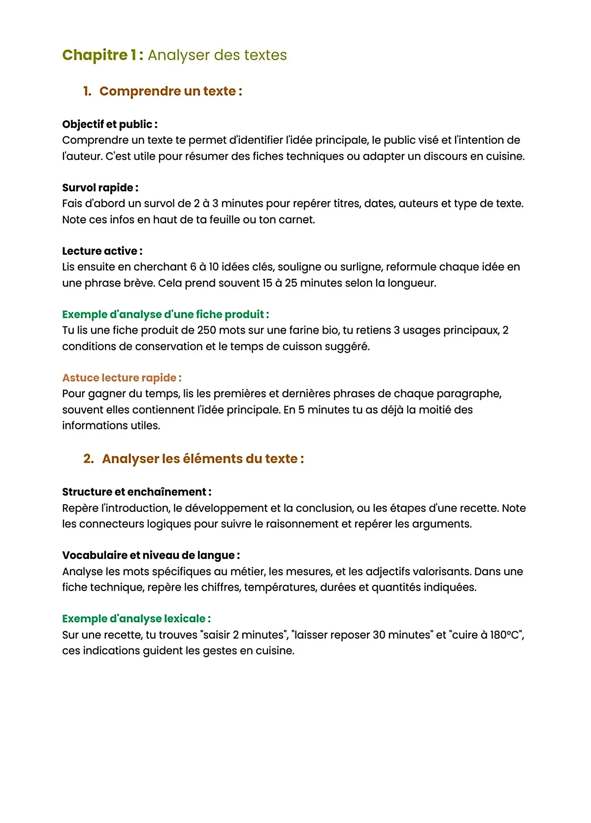 Example Fiche de Révision BP Cuisine